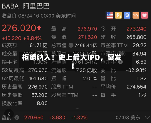 拒绝纳入！史上最大IPO，突发！-第3张图片