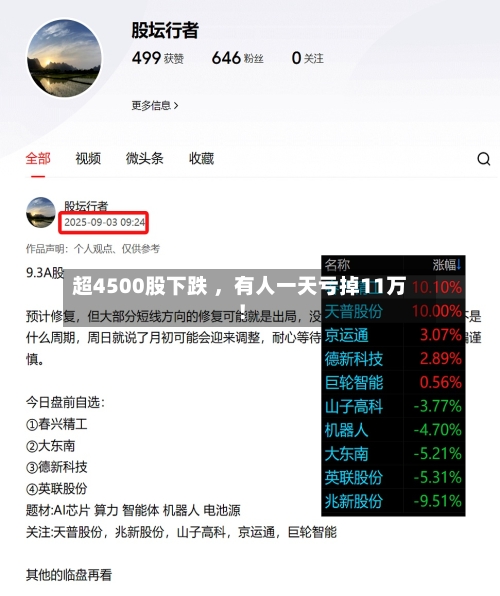 超4500股下跌 ，有人一天亏掉11万！-第3张图片