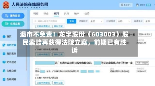 退市不免责！龙宇股份（603003）股民索赔再获得法院立案	，前期已有胜诉-第3张图片